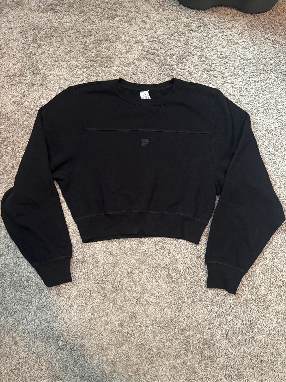 PINK Victoria's Secret Black Cropped Crewneck Sweatshirt